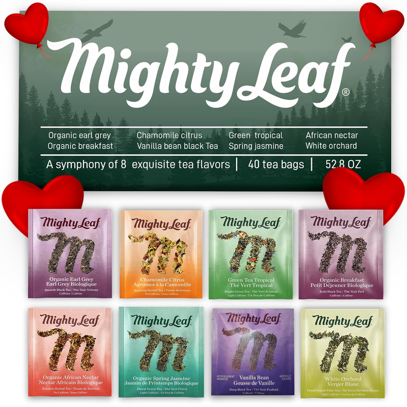 Bags Sampler Assortment (40 Silk Bags) Organic (8 Flavors), Trop