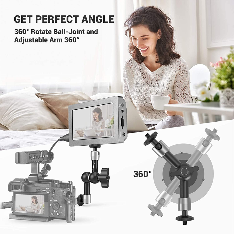 5.5 inch Adjustable Friction Power Articulating Magic Arm with Both 1/4" Thread