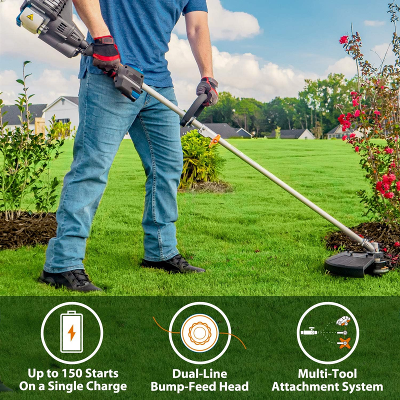 Lawnmaster NPTGSP2517A No-Pull Gas Grass Trimmer with Electric Start 25Cc 2 Cycl