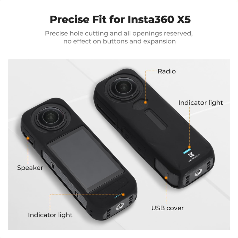 Silicone Sleeve Case for Insta360 X5, Soft Protective Case with Lens Cover, Batt