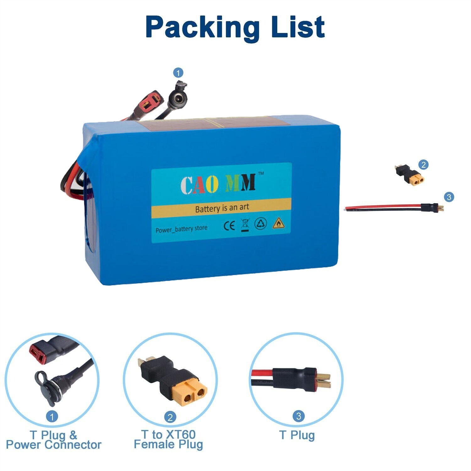 Batterie 60 V 2,2 Ah Pour Vélo électrique – 16S1P Lithium-ion Avec BMS, XT60 + T Plug, Pour Moteur < 200 W