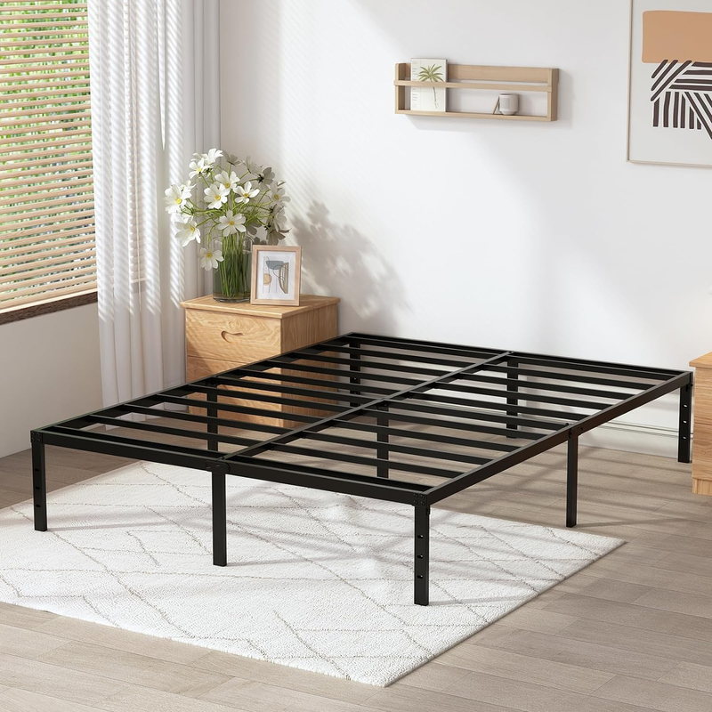 Queen Bed Frame -18 in Platform Bed Frame, 3600Lbs Heavy Duty Metal Bed Frame, Q