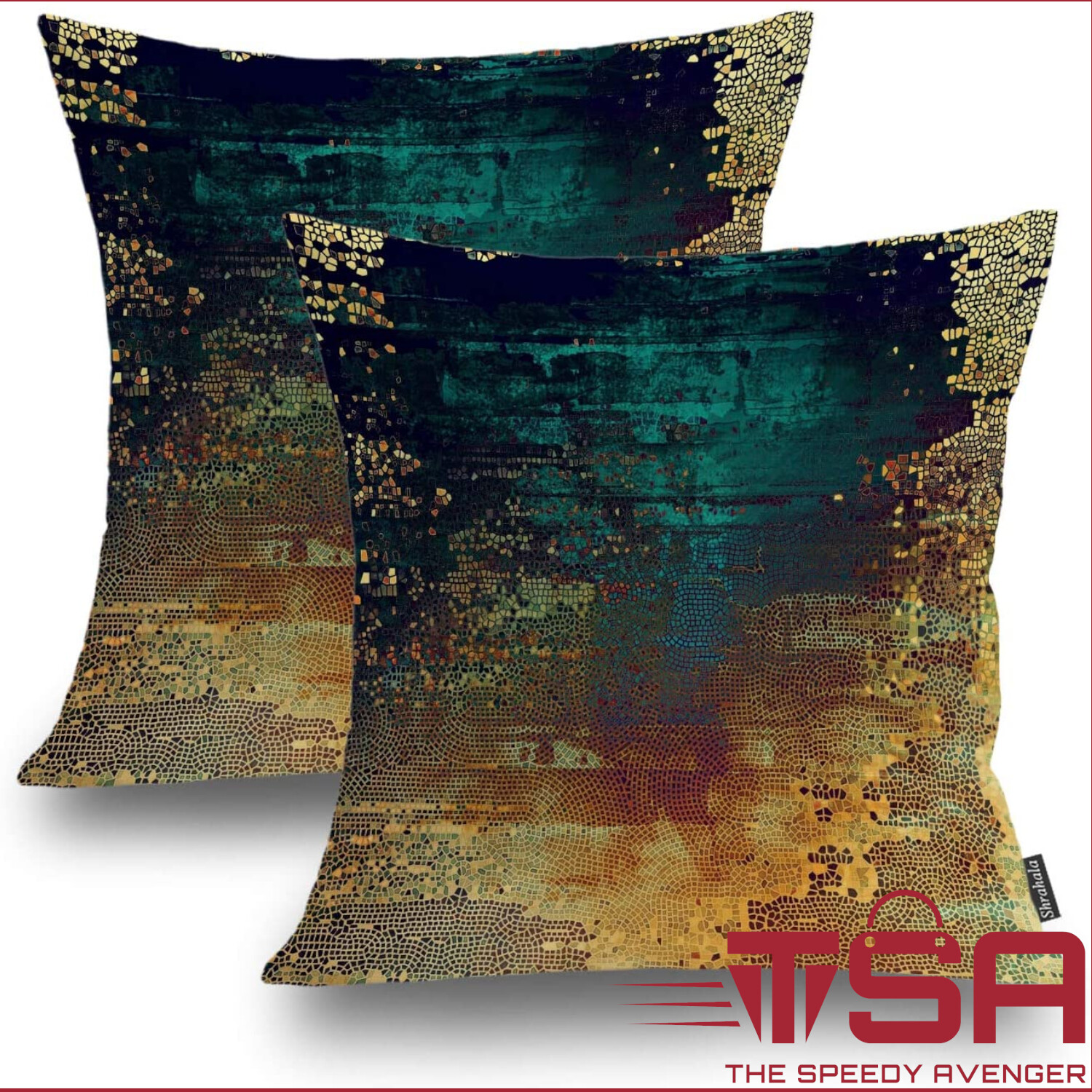 2-pk Retro Mosaic Abstract Decorative Pillow Covers Square 18 x 18 inches