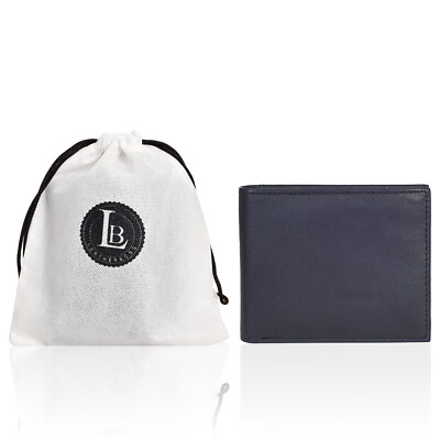 Leatherboss Genuine Leather Slim credit card holder with outside ID space, Black