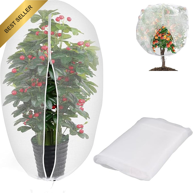 7.9 X 7.9 Ft Large Fruits Tree Netting Bags, Garden Plant Netting Cover with Zip