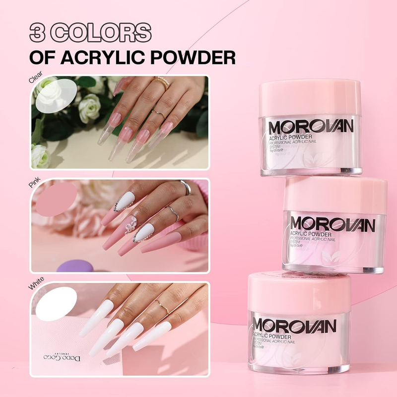 Acrylic Nail Powder - 3 Colors Acrylic Nail Kit Professional Nail Kit Acrylic Se