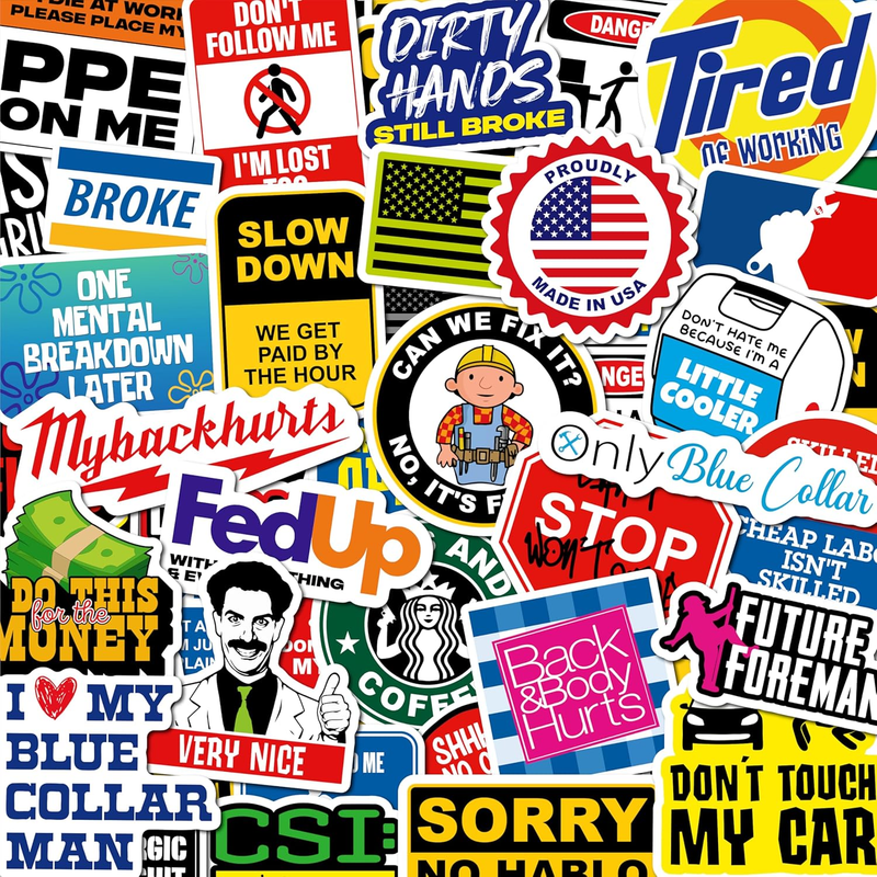 200 PCS Hard Hat Stickers for Adults (No Duplicates) Sarcastic, Meme, & Funny S