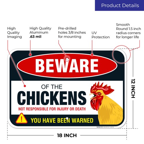 Beware of Chicken Sign, Chicken Coop Decor Gifts for Chicken Lovers,
