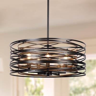 Farmhouse Chandeliers for Dining Room 3/5/6 Light Modern Metal Drum Chandelier f