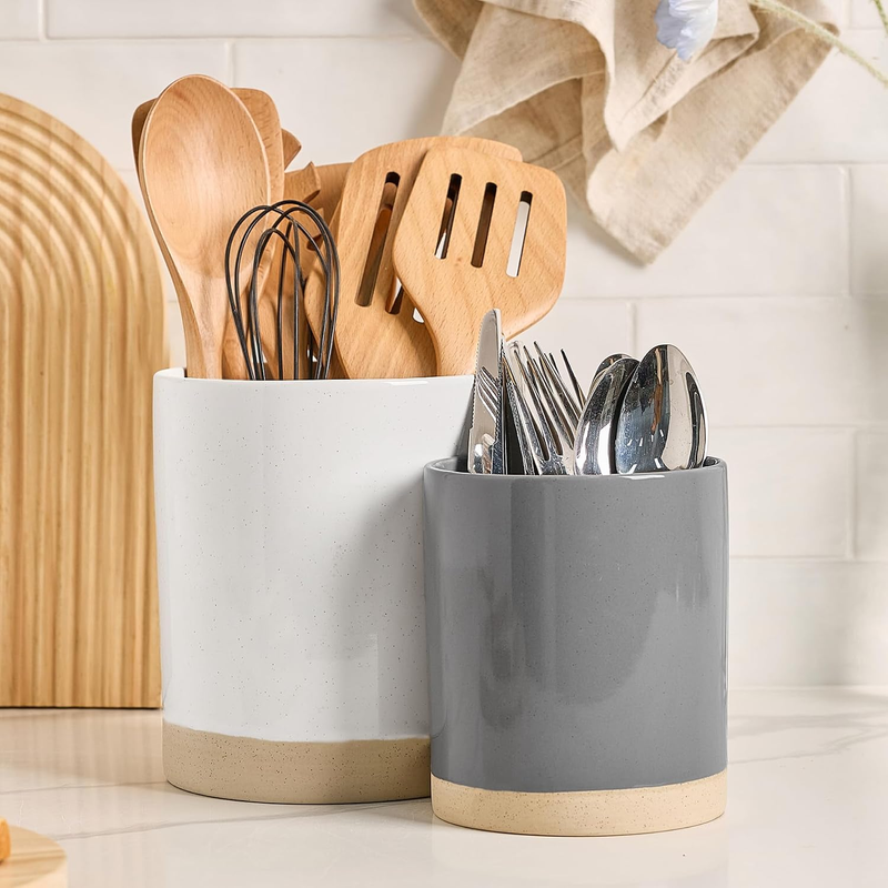 Milkyway Kitchen Utensil Holder for Countertop, Ceramic Cooking Utensil Crocks f