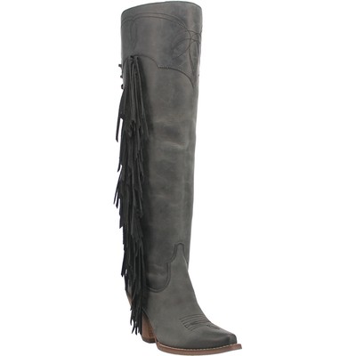 Pre-owned Dingo Womens Sky High Black Leather Fashion Boots