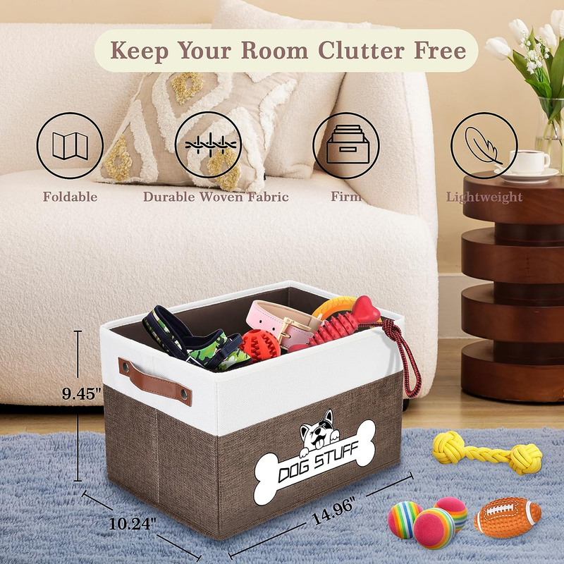 Collapsible Fabric Dog Toy Box Bin with Handle Organize Pet 