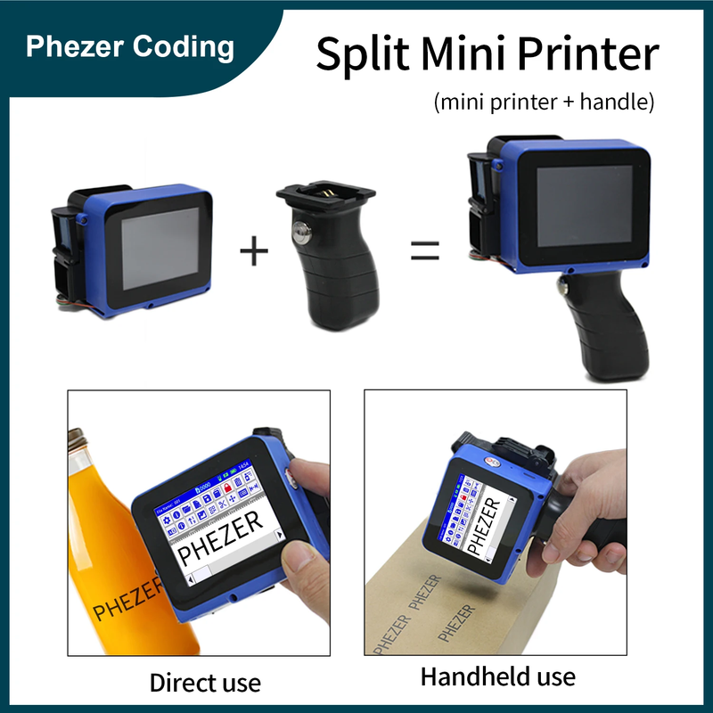 PC12 12.7mm Handheld mini printer Detachable mini printer QR Bar Batch Code Date