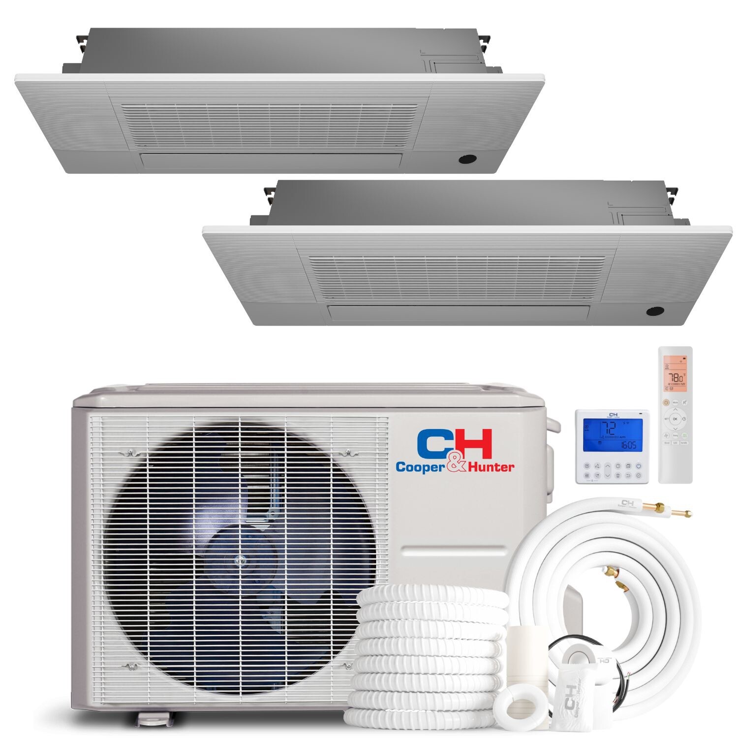 18000 BTU Dual 2 Zone One Way Cassette Mini Split Heat Pump