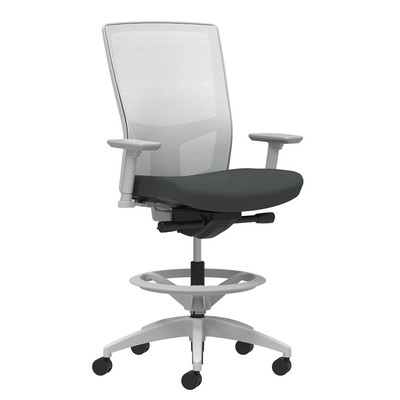 Union & Scale Workplace2.0 Fabric Stool Iron Ore Integrated Lumbar 2D Arms