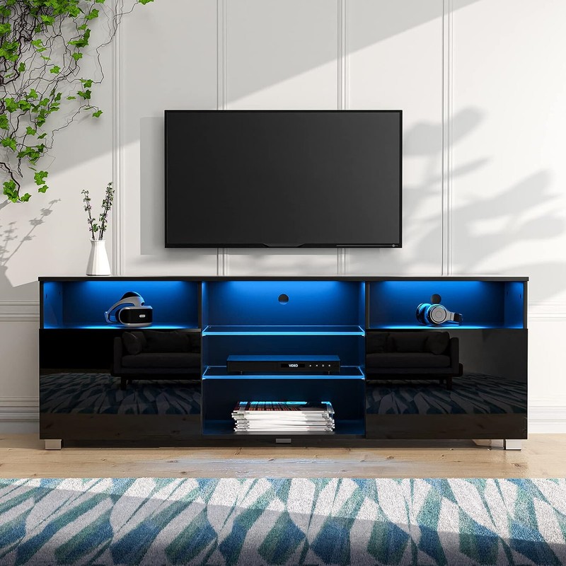 47"/57"/65" Modern LED High Glossy TV Stand, Media Console, Entertainment Cente
