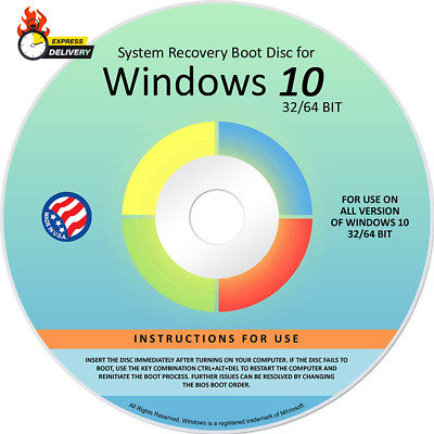 Reinstall DVD for Windows 10 All Versions 32/64 Bit. Recover, Restore, Repair Bo