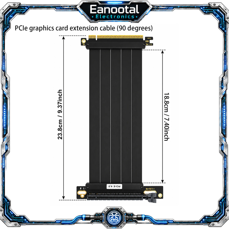 PCIe 4.0 3.0 x16 GPU Riser Cable 20cm Black White Graphics Card Extension Cable