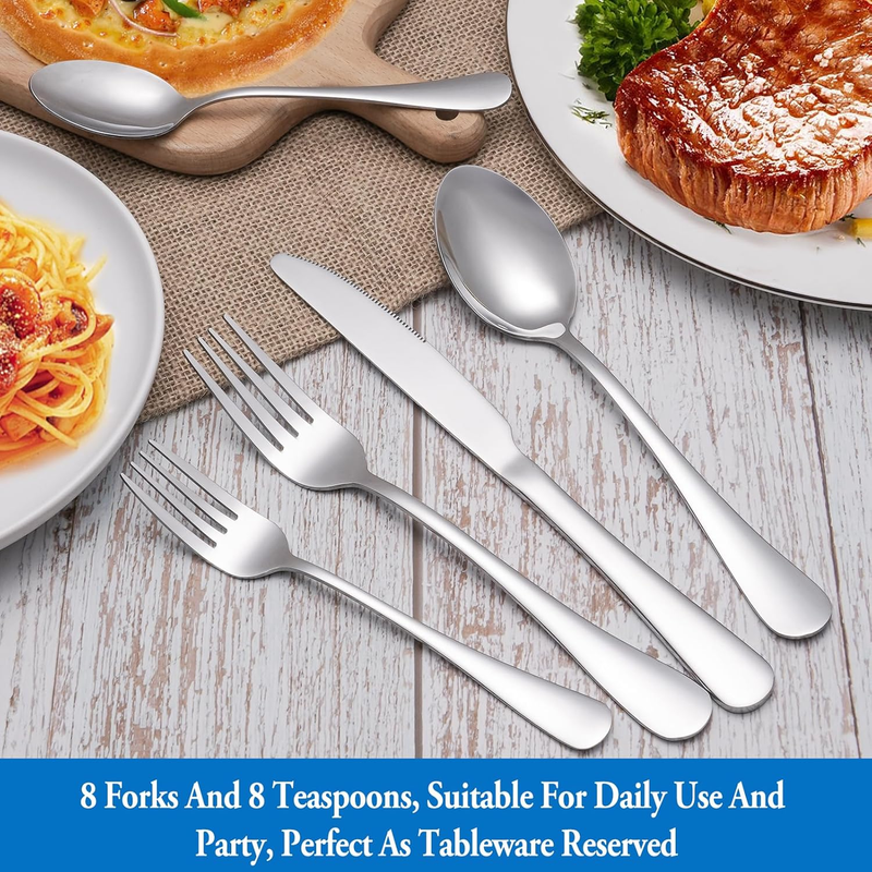 16 Pcs Forks and Spoons Silverware Set,Food Grade Stainless Steel Flatware Cutle