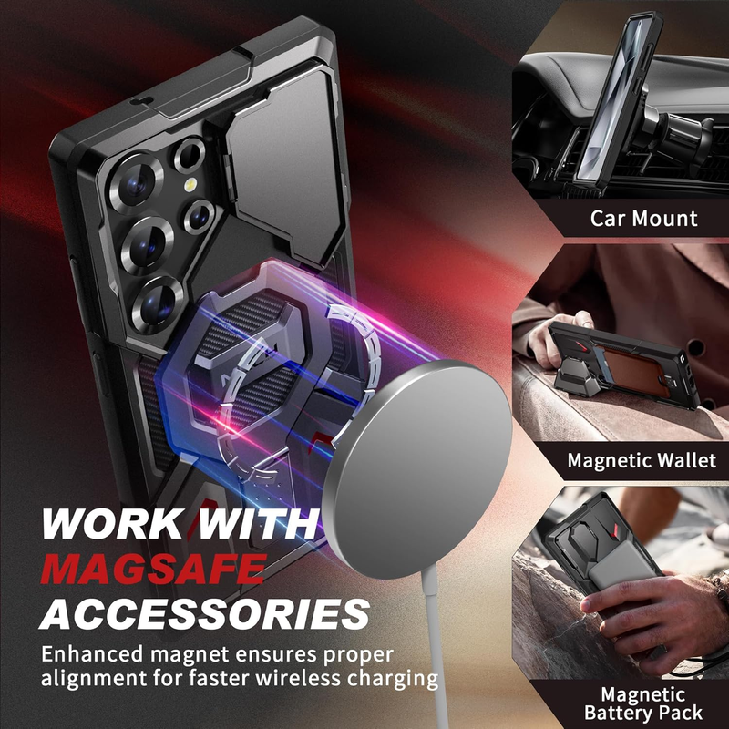Magnetic for Samsung Galaxy S25 Ultra Case with Privacy Screen Protector, [Compa