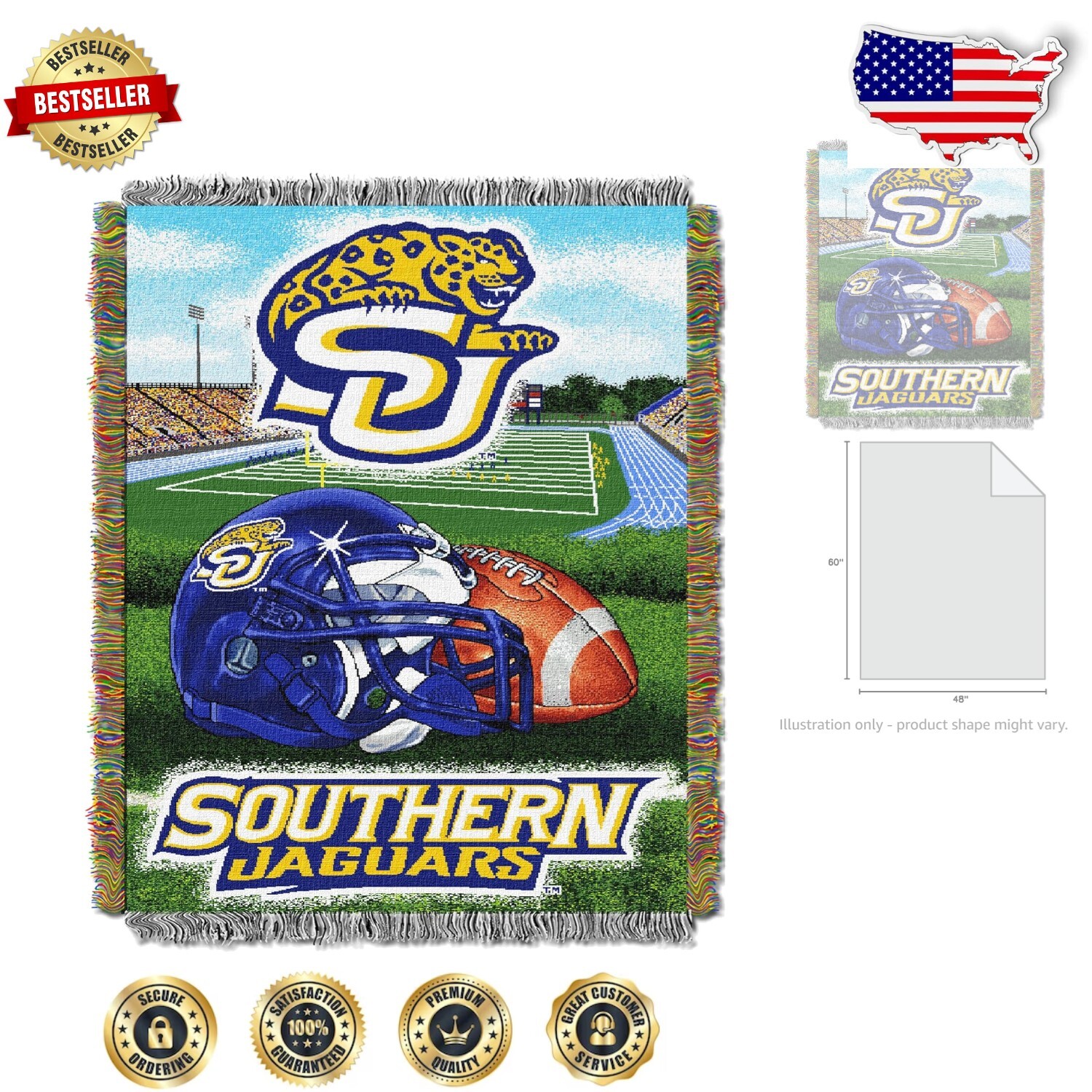 NCAA Team Woven Throw Blanket - 48"x60" Officially Licensed College Tapestry