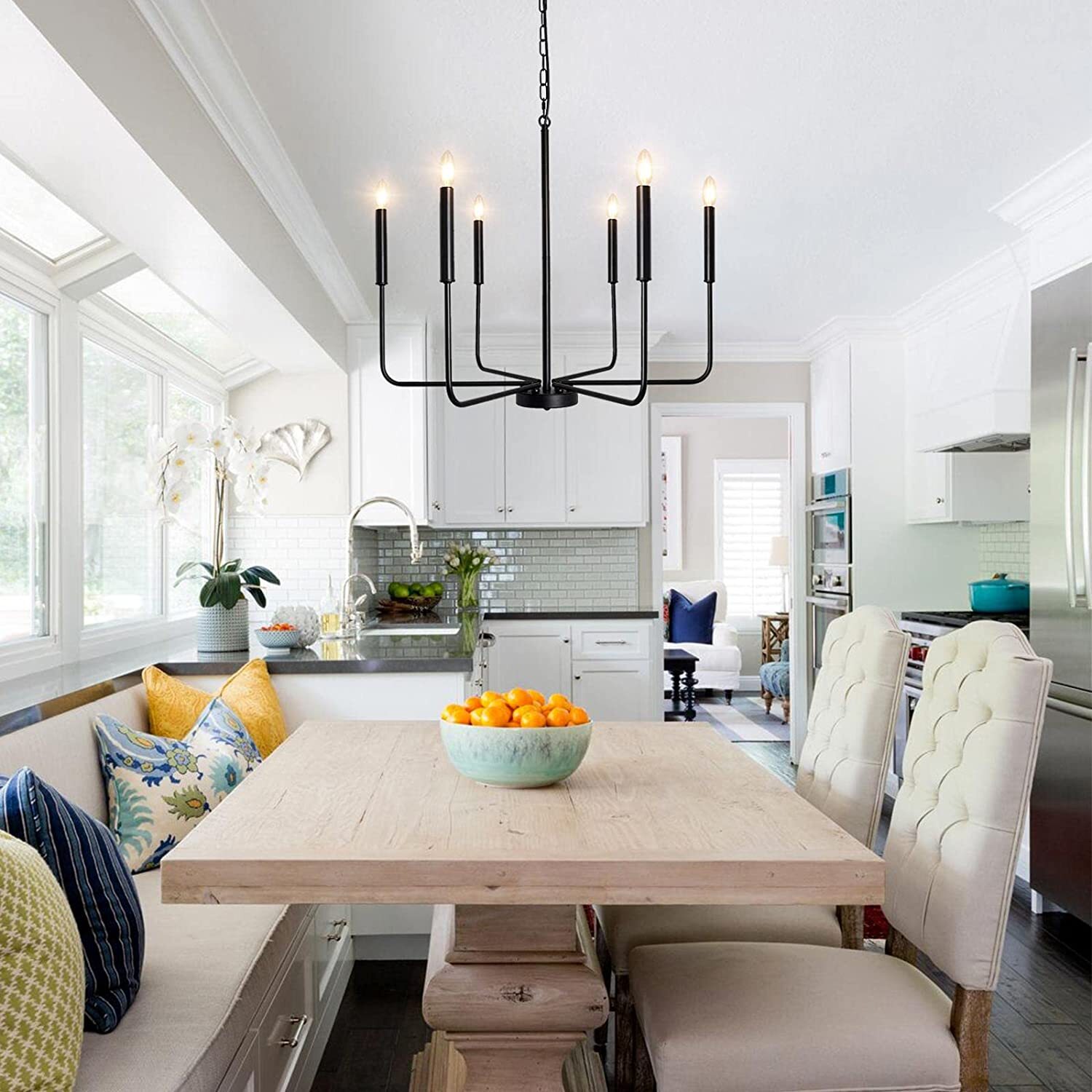 DLLT 3-Light Pendant Light Fixture, Metal Kitchen Island Lighting With Glass Shade, Industrial Farmhouse Flush Mount Ceiling Hanging Light
