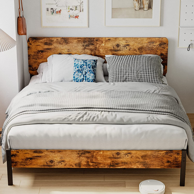 , Platform Bed Frame With Headboard And Strong Steel Slat Sup