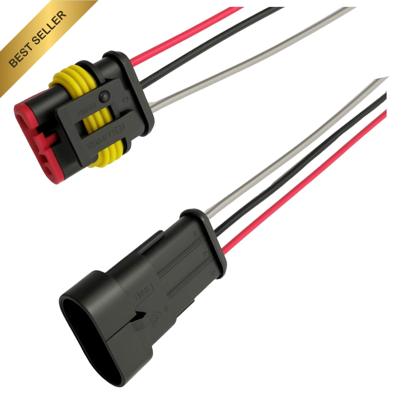6 Pack 3 Pin Automotive Electrical Connector 20AWG Plug Socket Quick Disconnect