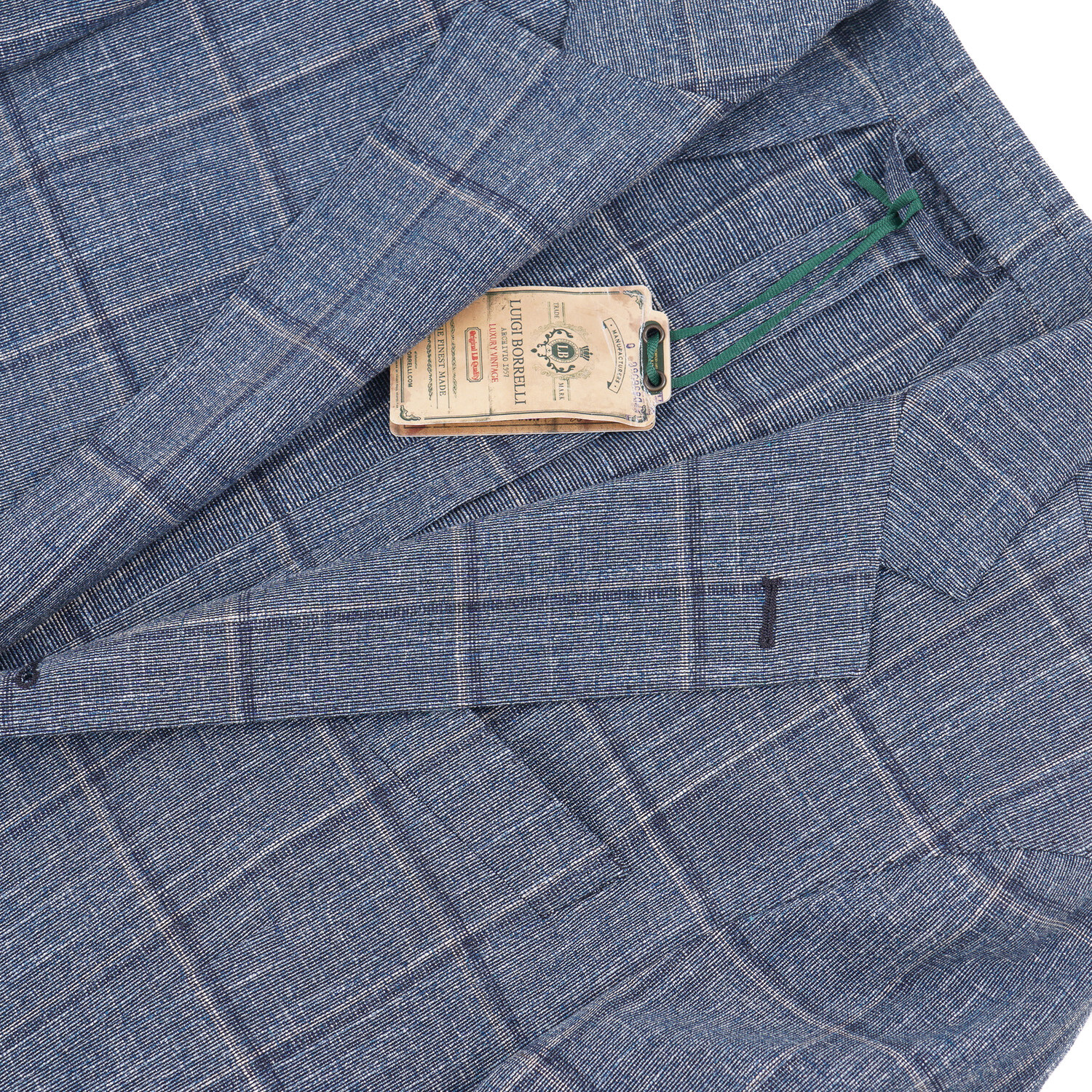 Pre-owned Borrelli Luigi  Slim-fit Slate Blue Check Woven Cotton Sport Coat 38r (eu 48)