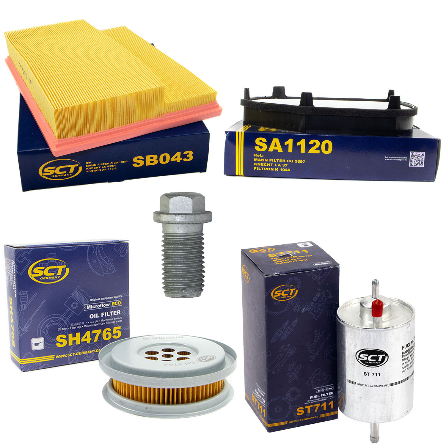 Filter Set Kraftstoff-ÖL-Luft-Innenraum + Schraube für Mercedes C-Klasse CLK