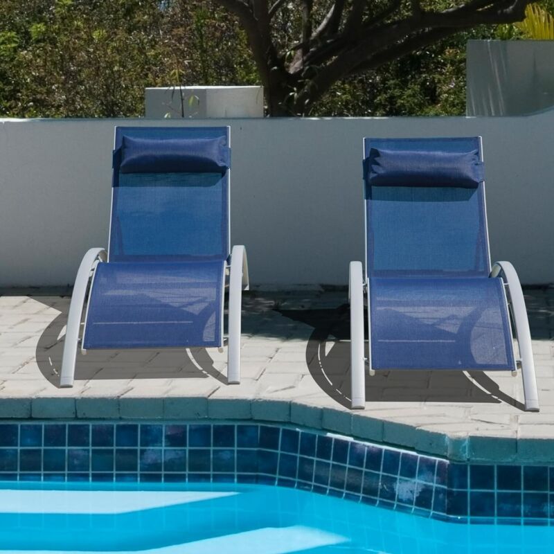 SHPAI Outdoor Chaise Lounge Set of 2, Patio Outdoor Lounge