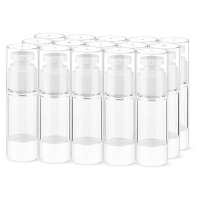 15 Pack 1 Oz Airless Pump Bottles,30ml Clear Plastic Airless Cosmetic Press P...