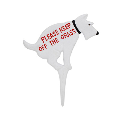 MiMu White Metal Please Keep Off Grass Sign with Stake for Yard Lawn No Dog Sign