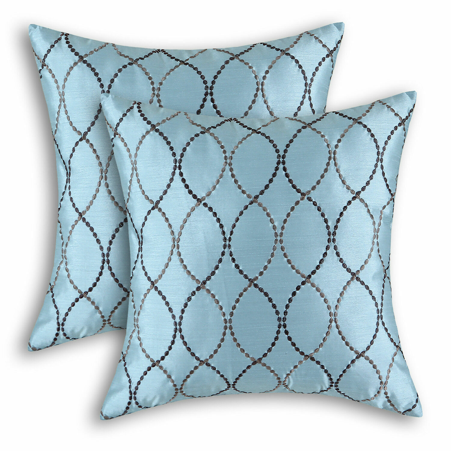 Pack Of 2 Light Blue Cushion Covers Pillow Cases Waves Lines