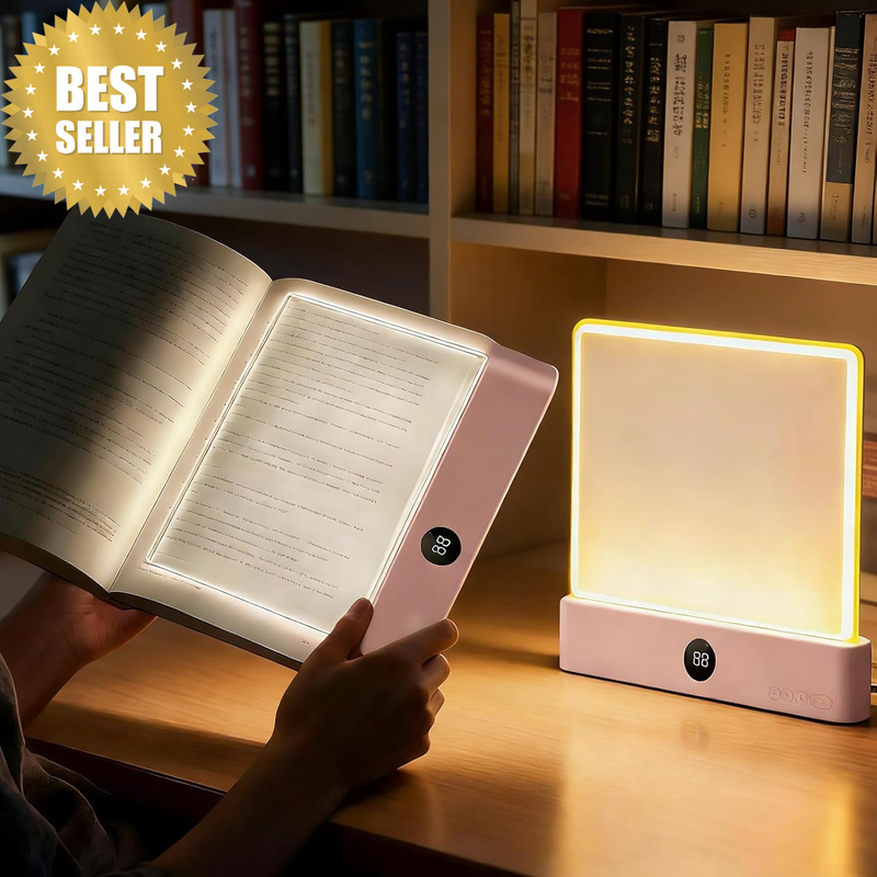 Book Light, Rechargeable Clear LED Flat Reading Light with 3 Colors & Dimmable T
