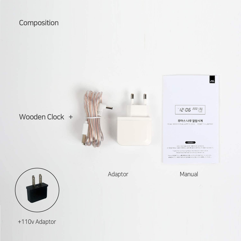 Real Wooden Digital Alarm Clock (Mini Rectangle), LED Display Desk Clock, Alarm