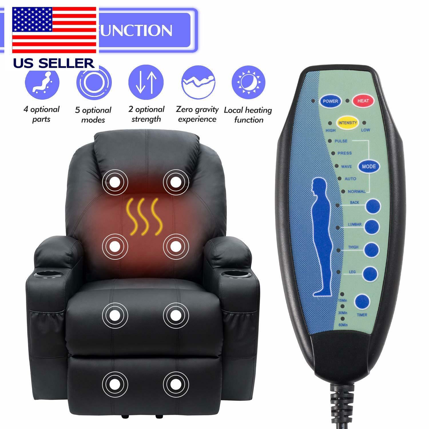 Recliner Chair Power Lift 5 Massage Mood Heating Function W Remote