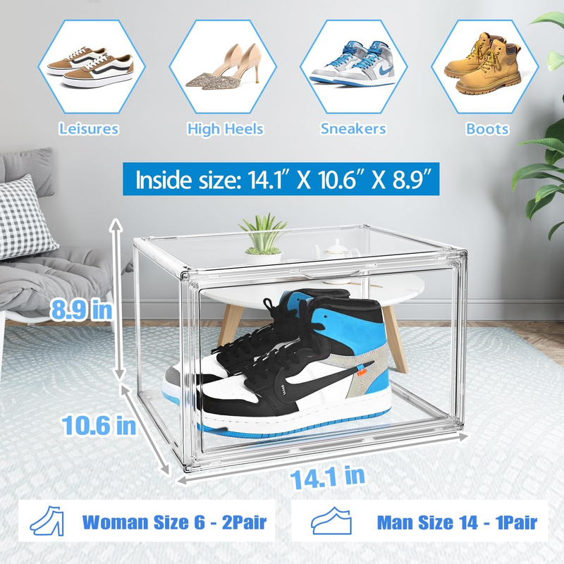 Acrylic Sneaker Shoe Display Case Transparent Sneaker Shoe Storage Boxes Large