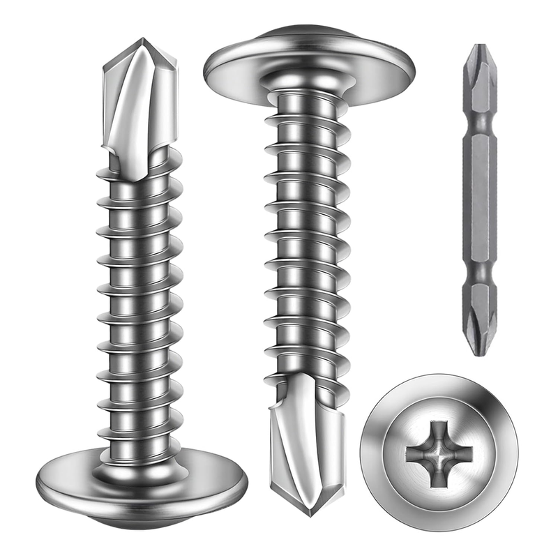 #8 X 1 Self Tapping Screws for Sheet Metal, 410 Steel Truss Head (280Pcs) | Larg