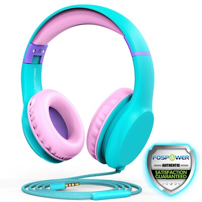 Kids Wired Earphones Stereo Over Ear Foldable Headphone With Built-In Microphone
