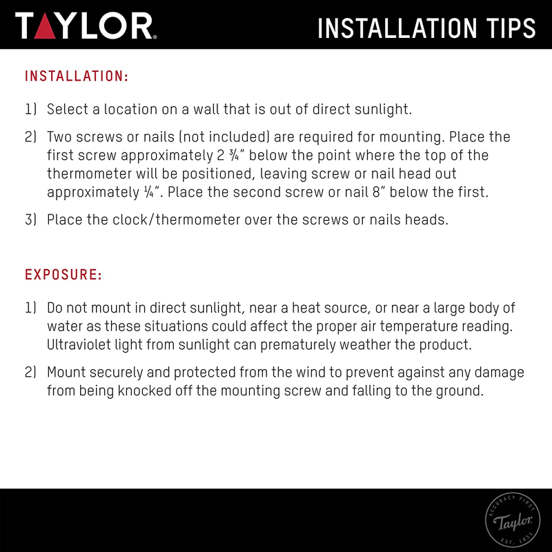 Taylor by the Sea Poly Resin Indoor and Outdoor Clock and Thermometer, 14 Inches