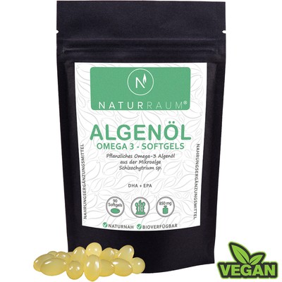 Algenöl Omega 3 Kapseln ⭐HOCHDOSIERT⭐ DHA EPA - 90 Kapseln - KEIN Fischöl💚Vegan