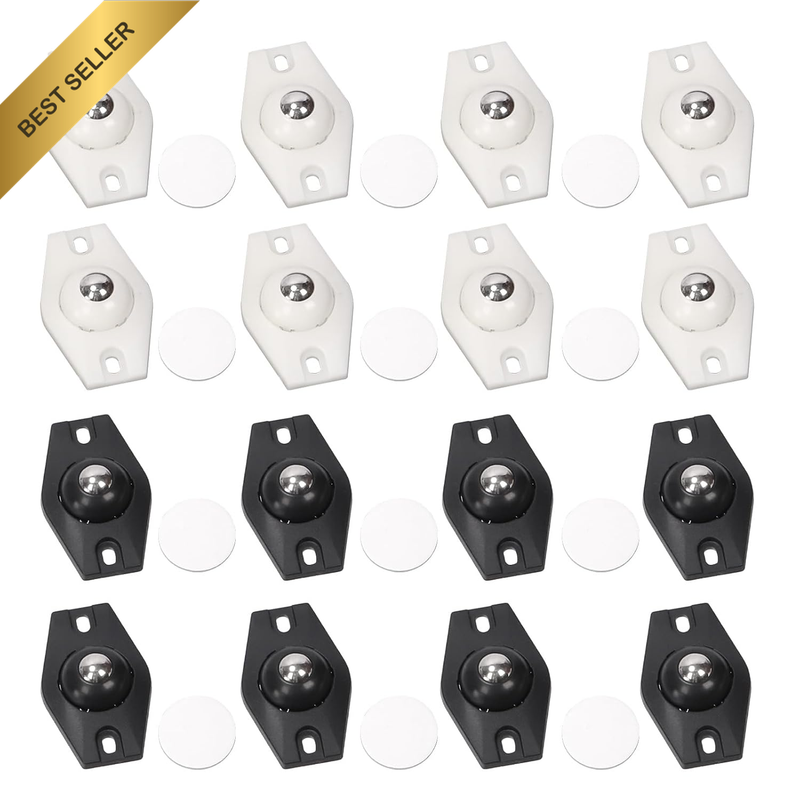 32Pcs Self Adhesive Caster Wheels Kit, Stainless Steel Mini Swivel Wheels, 360 D