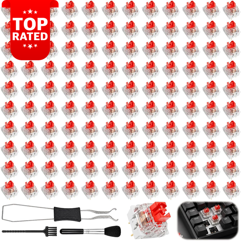 3-Pin Mechanical Keyboard Switches Red Linear Dust-Proof Smooth Keypress 120 pcs