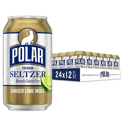 Polar Seltzer Water Black Cherry, 12 Fl Oz Cans, 24 Pack