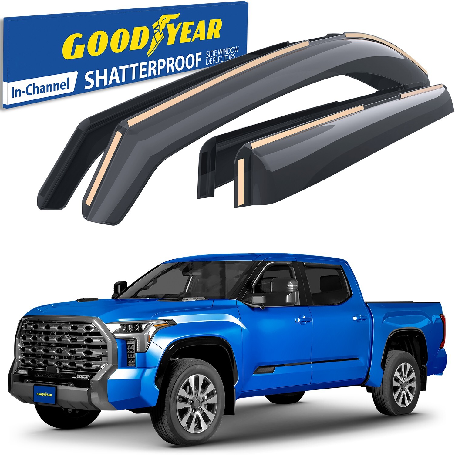Sun Rain Visors Wind Rain Guards for 2022-2026 Toyota Tundra CrewMax