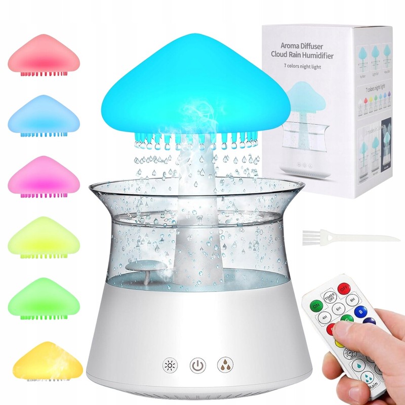 Pilz Regen Luftbefeuchter Wassertropfen Nachtlicht Regenwolke Led Licht Diffusor