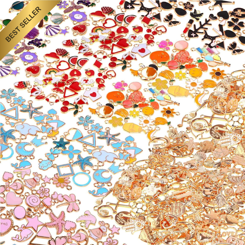 Gold Plated Charms Bulk Set Colorful Enamel Pendants for DIY Jewelry Craft