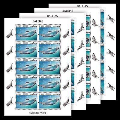 Whales MNH Stamps 2018 Angola 4 Sheets Collection