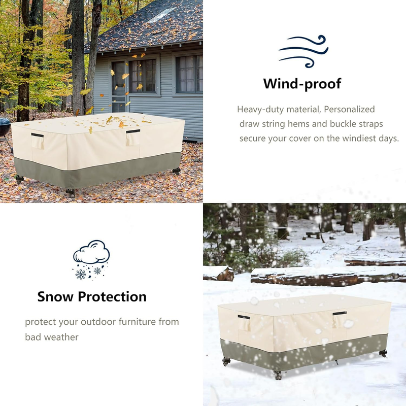 72 Inch Rectangular/Oval Patio Table Cover,Heavy Duty Waterproof Outdoor Table C